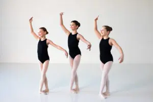 Cavod Performing Arts Ballet 1a students rehearsing.