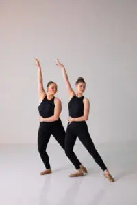 Two dancers from Cavod's Adult Jazz class