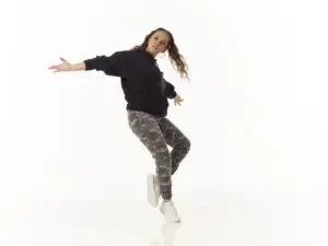 A Hip Hop 2 dance student dancing at Cavod Performing Arts.