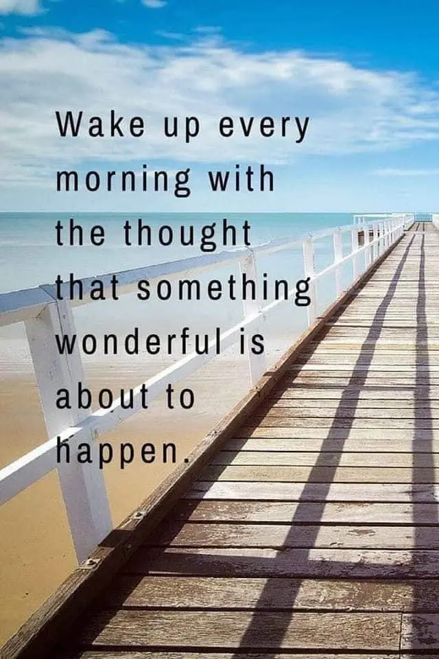 Inspirational text over an image of a boardwalk on a sunny day.