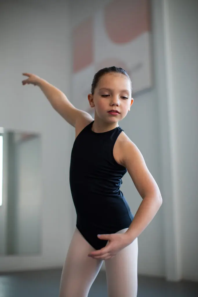 A young girl rehearsing her dance routine at Cavod Performing Arts.