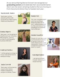 A group of photos highlighting Cavod Performing Art's graduating seniors in 2023.