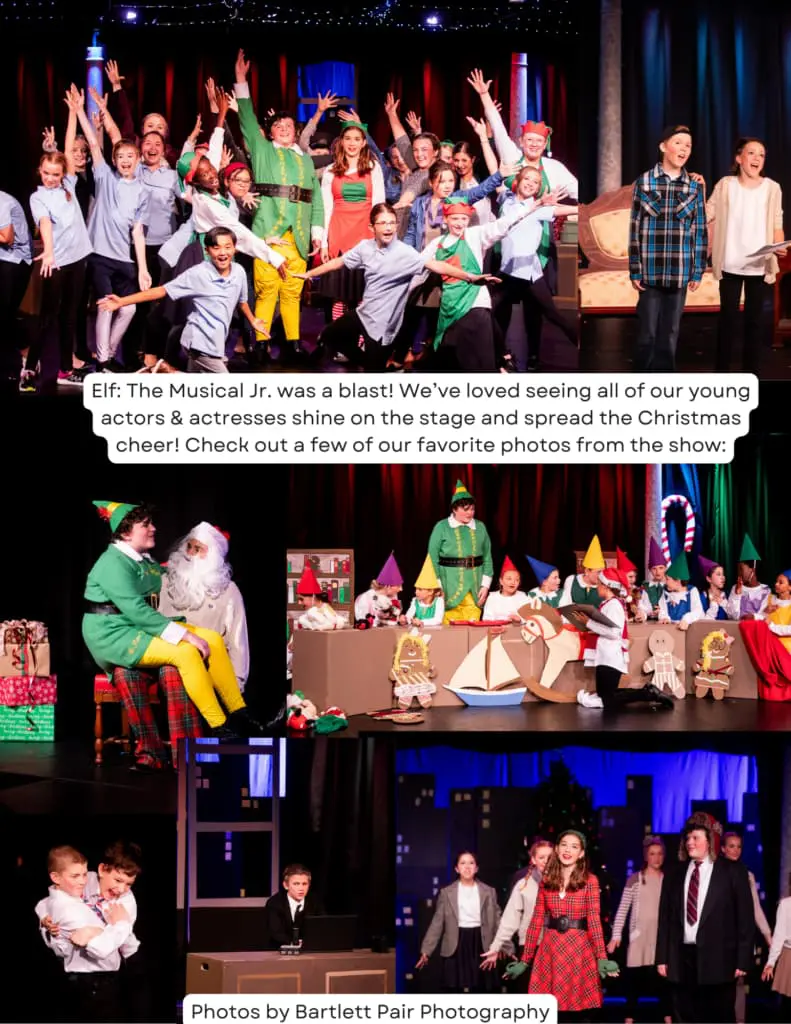 Cast members of Elf Junior the musical at Cavod Performing Arts' summer camp.