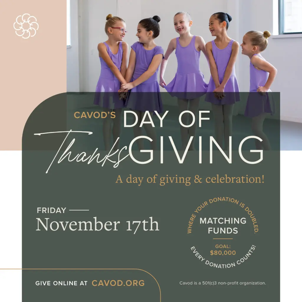 A poster for Cavod Performing Arts' Day of ThanksGIVING on Friday November 17th