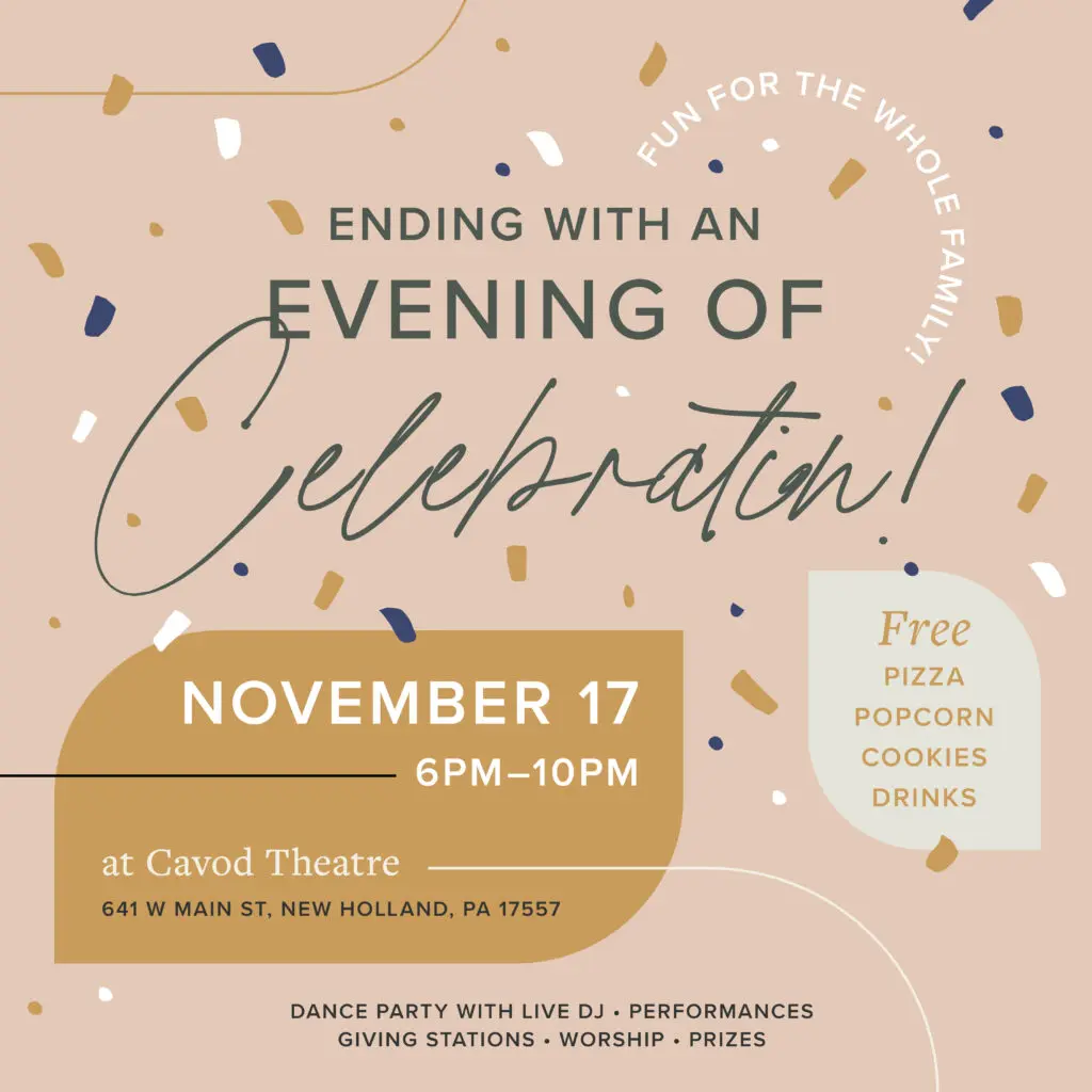 A poster for Cavod Performing Arts' Evening of Celebration, immediately following the Day of ThanksGIVING on Friday November 17th