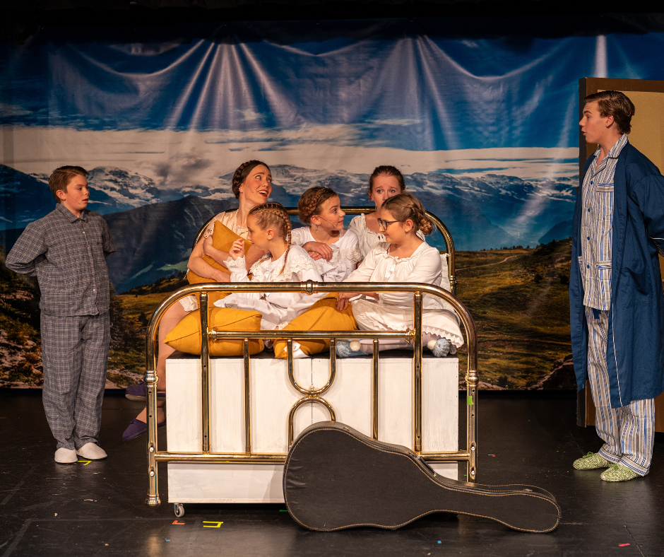 Young cast members on stage during Cavod Theatre's 2023 production of "The Sound Of Music"