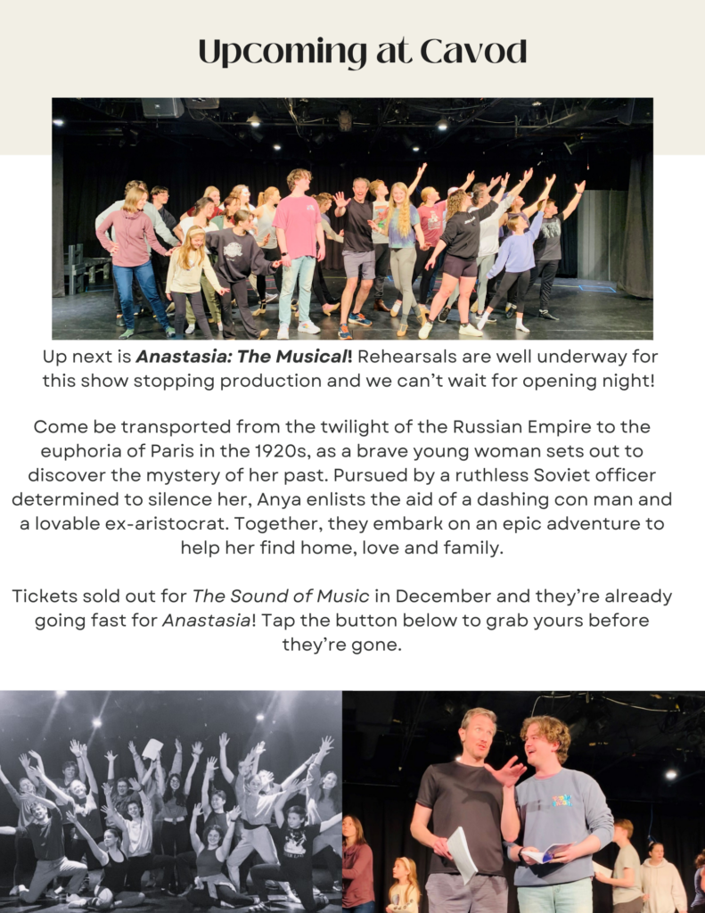 Performers from Cavod Performing Arts rehearsing for their upcoming production of Anastasia: The Musical