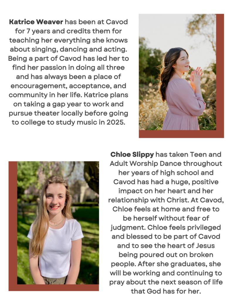 Katrice Weaver and Chloe Slippy, two graduating seniors from Cavod Performing Arts in 2024