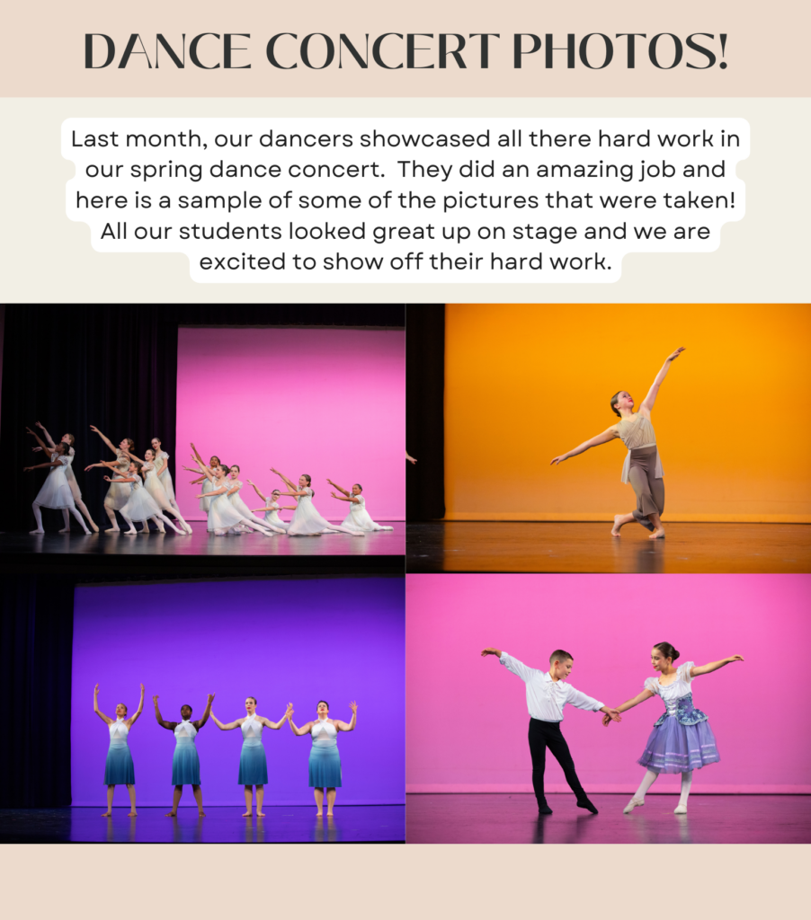 A collage of photos of dancers performing during Cavod's 2024 spring dance concert