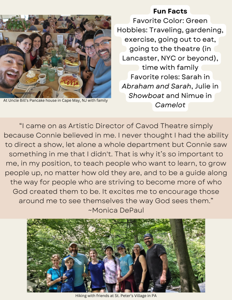 A Fun Fact sheet about Monica DePaul, a dance teacher at Cavod Performing Arts