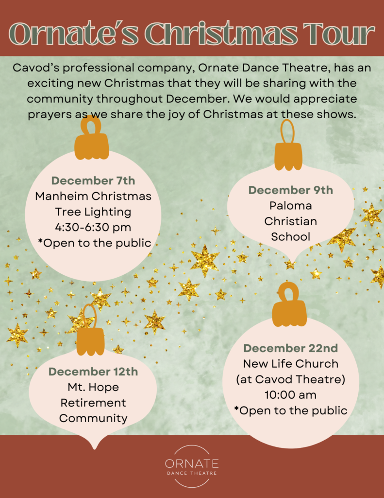 Ornate Dance Theatre 2024 Christmas schedule