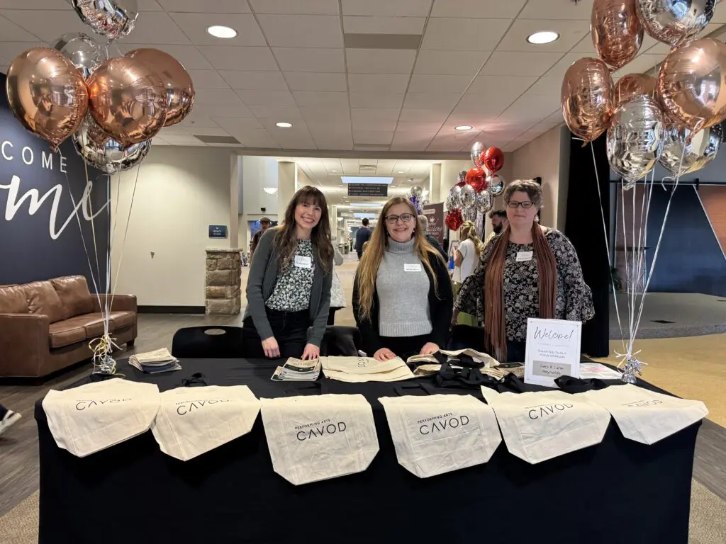Free bags at the welcome table of Cavod's 20th year celebration