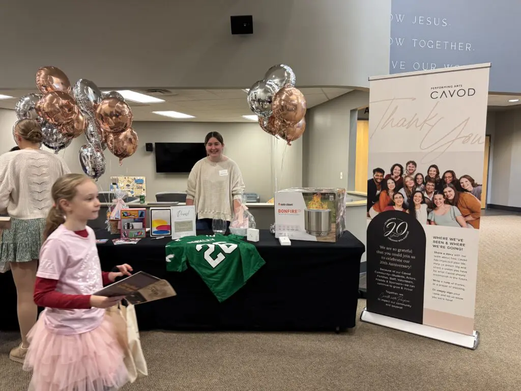 Prize table at Cavod's anniversary event