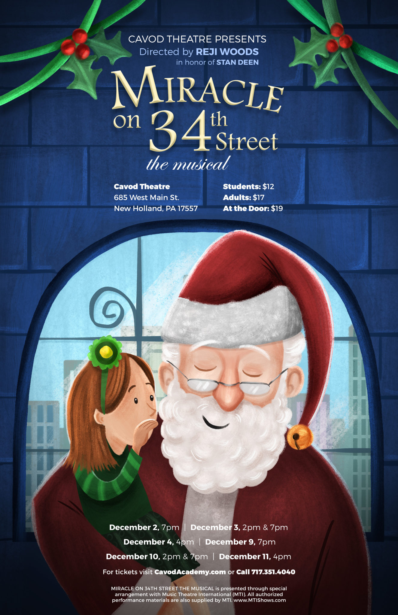 Miracle on 34th Street poster Cavod Theatre productions