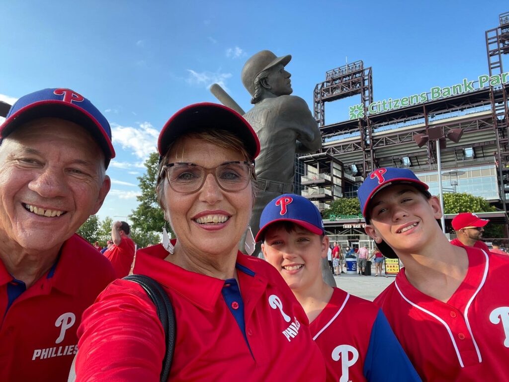 Connie and her family at the philly stadium