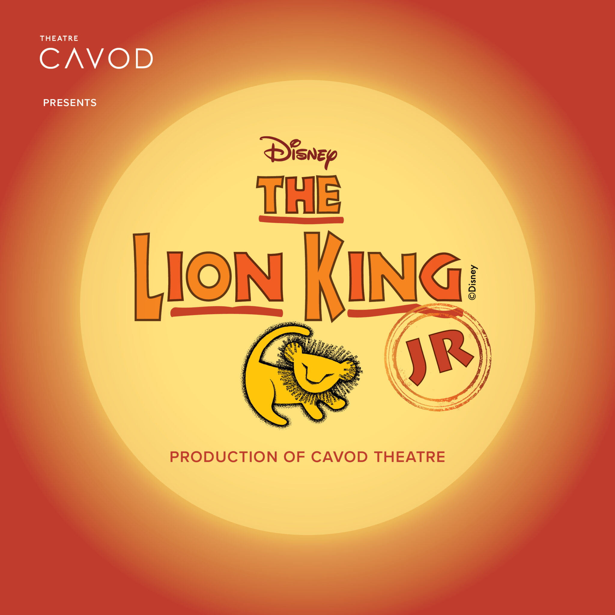 The Lion King Jr. promotional poster graphic for the Lion King Jr performance at Cavod Performing Arts Theatre in New Holland, PA