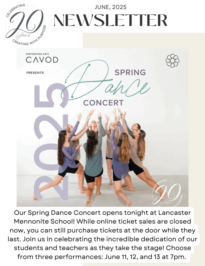 Cavod June 2025 Newsletter: Spring Dance Concert Details and Performance Schedule

